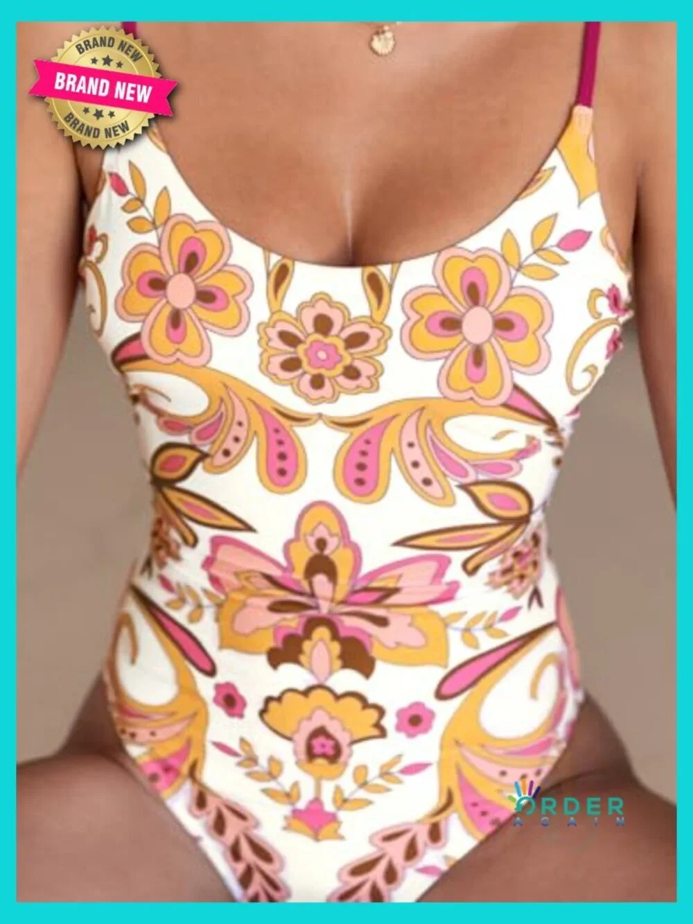 One Piece Swimsuit Scoop Neck Crisscross Self Tie Spaghetti Straps